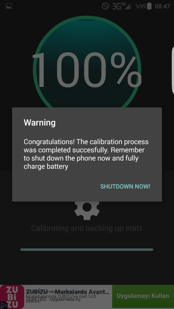 android batarya kalibre